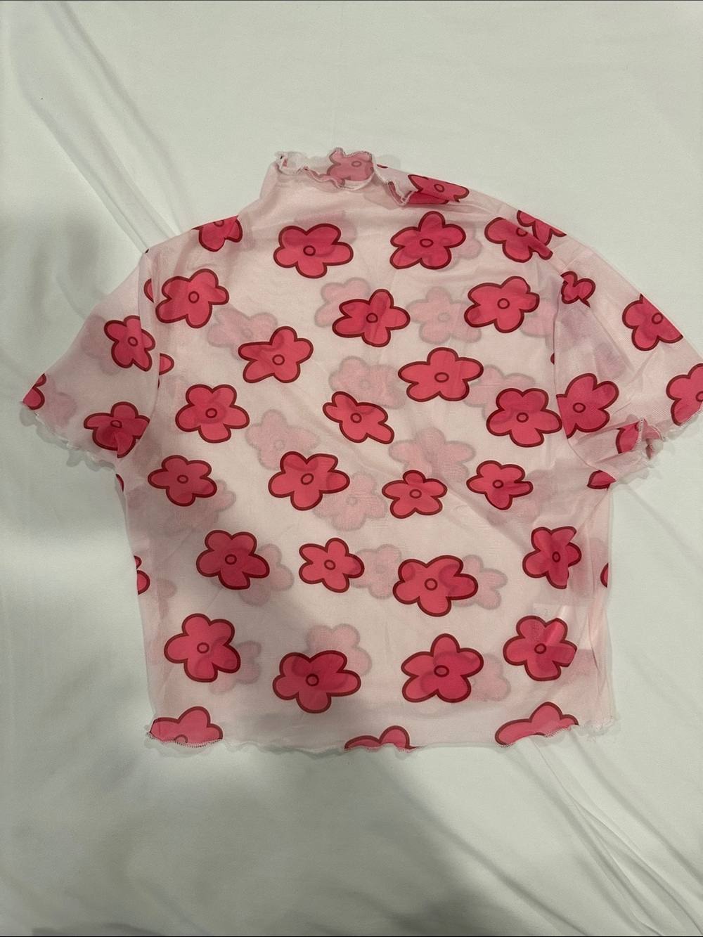 3/$10 Sheer floral crop top medium